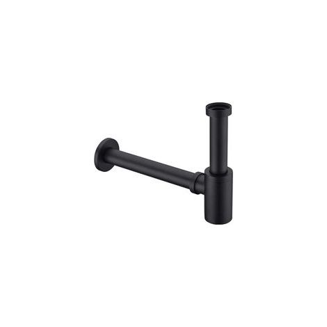 Bonde de lavabo en laiton avec siphon en P et long joint coulissant réglable de 3,2 cm, drain mural décoratif, noir mat