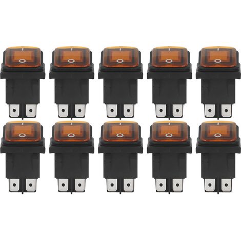 Interrupteur à Bascule, IP55 étanche Argent Ignifuge PA66 Interrupteur à Bascule 4 Broches 30A AC 125V 250V Isolation électrique avec Lumière LED pour Bateau (Orange)