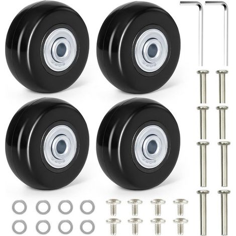 Juego de 4 ruedas de repuesto para maletas, 50x18 mm, accesorios de instalación, ruedas giratorias para maletas, color negro. (1/3)
