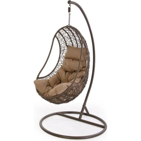 Poltrona pensile in rattan intrecciata 110 x 110 x 195h cm (1/7)