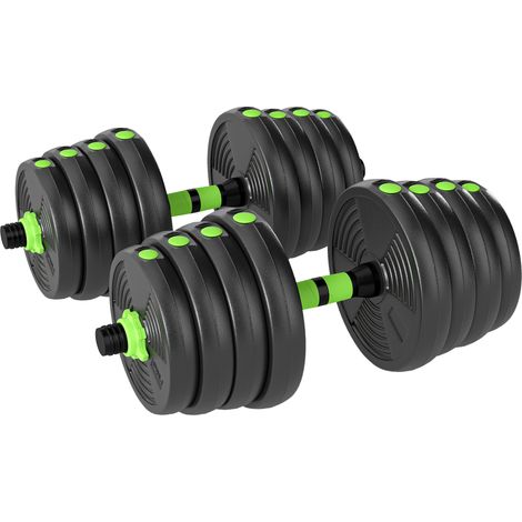 Haltères réglables de 30 kg, kit de musculation 3 en 1 avec barre d'extension, noir (1/5)