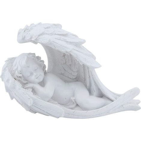 Figurine Ange Couché Sur Ailes - Polyrésine Résistante Gel Intempéries - Ornement Commémoratif Extérieur Intérieur - 1 Pièce (1/5)