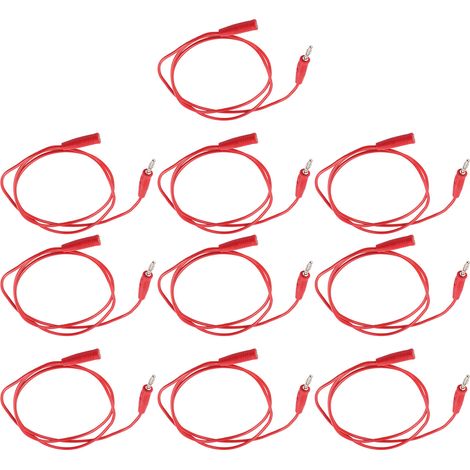 Kit de test de 10 cordons de test mâles/femelles de 0,75 mm² avec fiches bananes de 4 mm (réf. J.70025, rouge) (1/5)