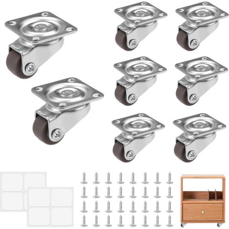 ruedas pequeñas para muebles, ruedas giratorias silenciosas  Ruedas giratorias con 32 tornillos, ruedas de goma giratorias de 360 grados, ruedas de transporte universales para mini muebles (1/5)