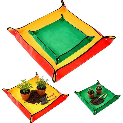 PE Tapis de Jardinage Imperméable, 100 x 100 cm, 50 x 50 cm, Tapis de Transplantation Pliable, Portable Tapis de Transplantation Polyvalent pour Repiquage, Rempotage, Succulentes (1/5)