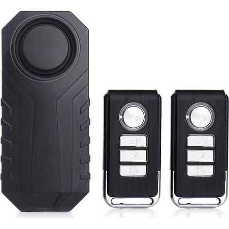 Alarme sans Fil vélo Moto Lock Imperméable à l’Eau Système de capteur de sécurité antivol avec 7 Niveau Sensibilité 2 Télécommande pour Les véhicules de Scooter de Voiture de vélo (1/5)