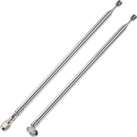 2 PCS 100cm 7 Section Replacement Telescopic Aerial Antenna, DAB FM Antenna Replacement, Portable Radio Antenna, with SMA Male Connector, for DAB AM/FM Stereo Reception
