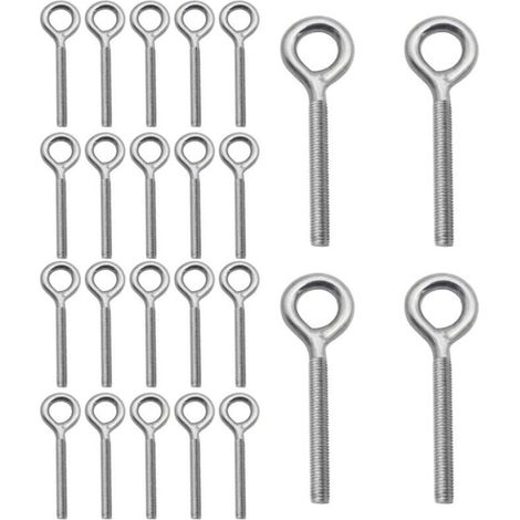 Lot de 24 Boulons à Anneau M6 x 70mm en Acier Inoxydable 304 - Tiges Filetées à Anneau Comme Pièces de Fixation Idéal pour Suspension les Articles dans la Maison les Jardins ou les Industries (1/5)