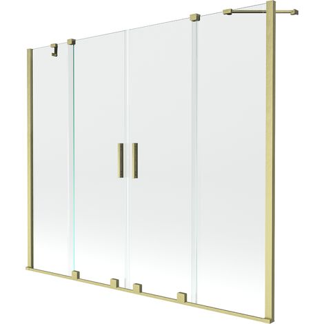 Mexen Velar Duo écran de baignoire à 2 ailes coulissante 170 x 150 cm, transparent, or brossé - 896-170-000-02-55 (1/5)