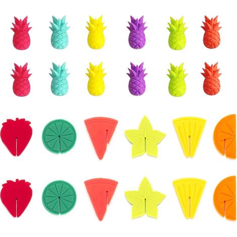 Zasiene Wine Glass Markers 24 Pieces Silicone Glass Markers Mixed Fruit Silicone Wine Glass Markers Silicone Wine Glass Marker for Party Wine Drink Accessory (1/5)