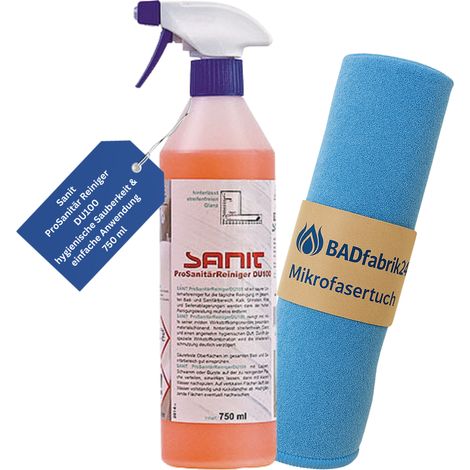 BADfabrik24 Sanit ProSanitär Reiniger DU100, Flasche 750 ml + Mikrofasertuch (1/3)