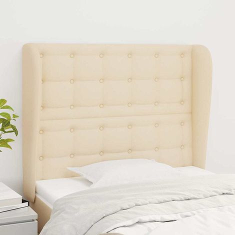 vidaXL Cabecero con orejas de tela color crema 83x23x118/128 cm (1/5)