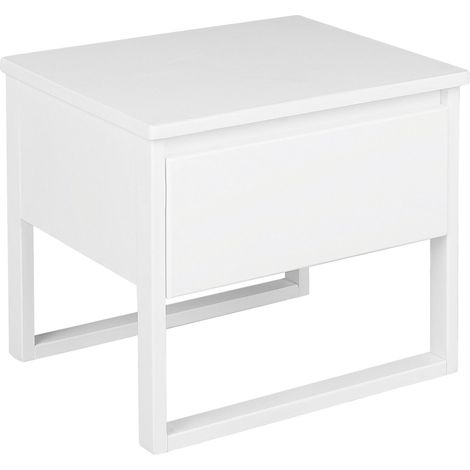 Mesita de noche cajón de madera de pino blanca acabado aceitado contemporáneo Giulia