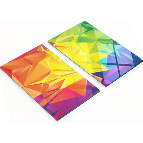 Juego de dos tablas de cocina decorativas de vidrio con dise帽o abstracto, 2x30x52 cm.