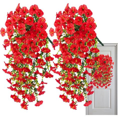 Pétunias Artificiels Lot de 2 Fausses Fleurs Décoration Fausse Pétunia pour Extérieur Pour Extérieur Porche Patio Cour Balcon Mariage Intérieur (1/5)
