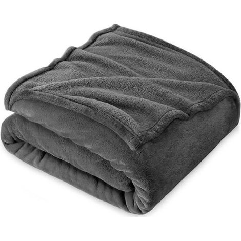 Couverture Polaire 150x200cm - Plaid 2 Personnes Doux et Chaud - Qualité Supérieure Gris Foncé - Canapé et Lit (1/5)