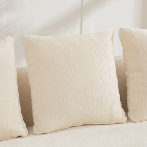 Un canapé modulaire compressé, revêtu de tissu chenille et garni d'une mousse haute résilience 30D. Facile à déplacer et doté d'une base antidérapante. Beige. (1/4)