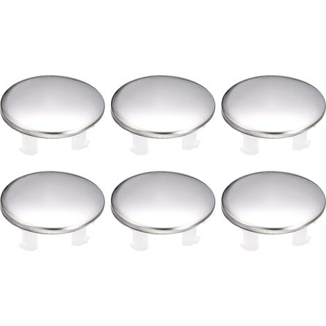 Couvercles Trop-plein Lavabo - 6 Pièces - Acier Inoxydable - Insert Rond Anti-rayure - Salle de Bain Cuisine Hôtel - Argenté 29,1mm (1/5)