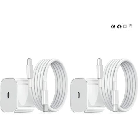 Lot de 2 chargeurs iPhone – Adaptateur de charge rapide Lightning 20 W + câble de 2 m, blanc (NT) (1/5)