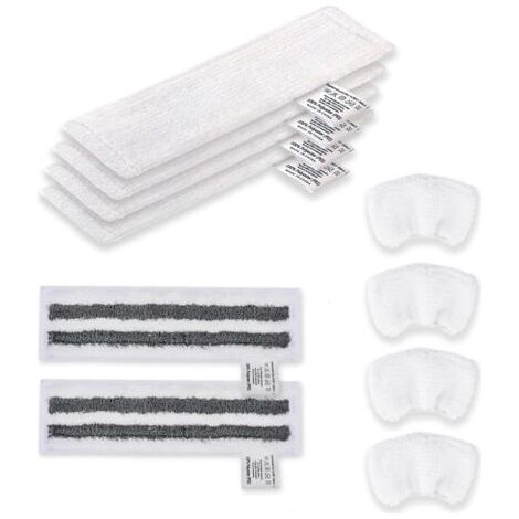 Lot de 10 Chiffon Microfibre, 6 Bonnette et 4 Serpilliere, Compatible Karcher Easyfix, Pour Nettoyeur Vapeur Sol (1/5)