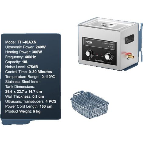 Ultraschallreiniger, einstellbares Fassungsvermögen, effektive Reinigungsleistung, 10 l (1/2)