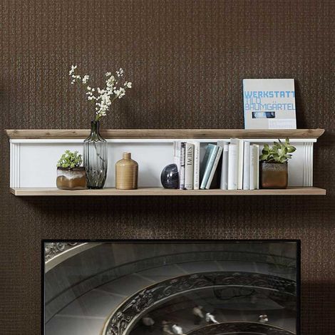 Tablette murale Samine 142cm - blanc/chêne (1/3)