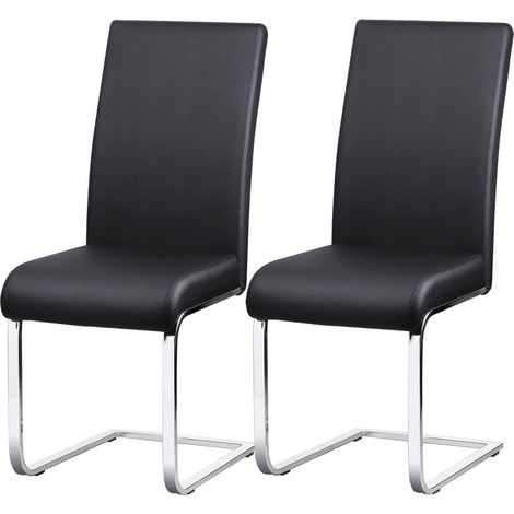 Homevive 2 Piezas Sillas de Comedor Sillas de Oficina Conferencia Altura 47cm MAX Carga 135kg Negro (1/5)
