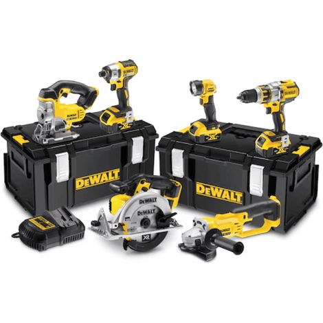 Pack 6 outils 18V XR (3x5,0 Ah) avec 2 coffrets TSTAK - DEWALT DCK694P3 (1/5)