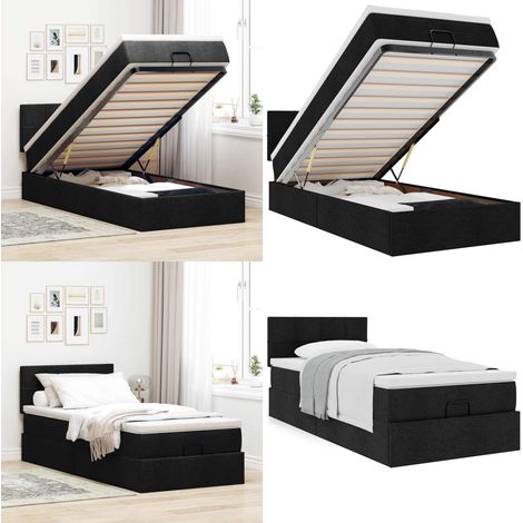 vidaXL Ottoman-Bett mit Matratze Schwarz 90x190 cm Stoff (1/5)