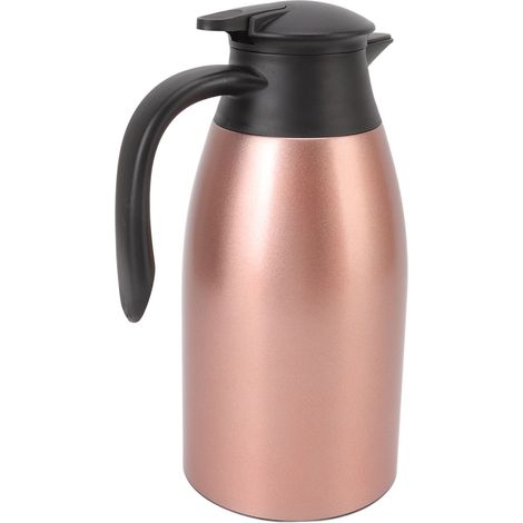 Théière isotherme en acier inoxydable 304, couvercle étanche, capacité 2 L, poignée de transport, nettoyage facile, distributeur de café isotherme, couleur or rose (1/5)
