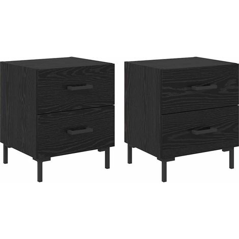 Maison Exclusive - Armario de Noche con cajón 2 pcs Roble Negro 4 (1/5)