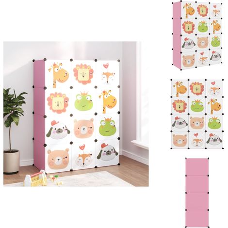 The Living Store Armoire de rangement pour enfants avec 12 cubes Rose PP - Rangement enfants (1/5)