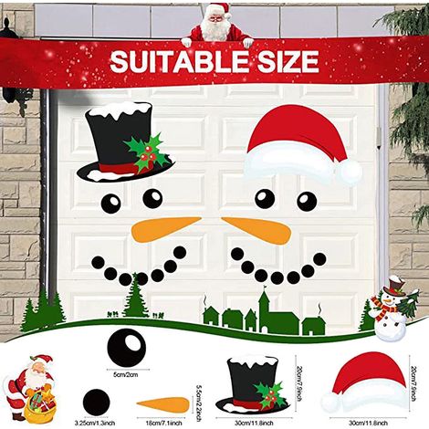 Autocollant Magnetique Bonhomme De Neige - Décoration Festive Pour Porte De Garage Réfrigérateur Surface Métallique - Kit DIY Complet 22 Pièces (1/5)