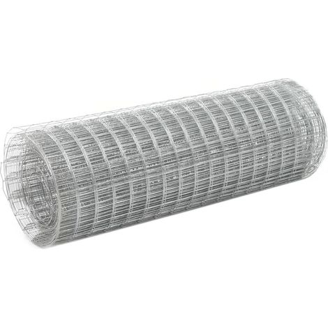 Grillage métallique, acier galvanisé, 10 x 0,5 m, argent (1/4)