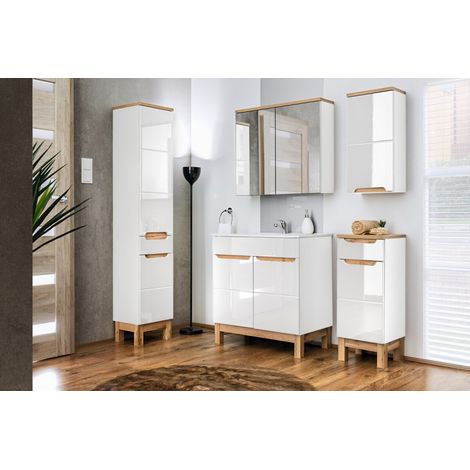 Ensemble complet de salle de bain 80 cm - 7 éléments - Cintra White - Livraison gratuite (1/5)