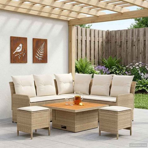 vidaXL Möbelsets mit Kissen 6 pcs Beige und Creme PE-Rattan (1/5)