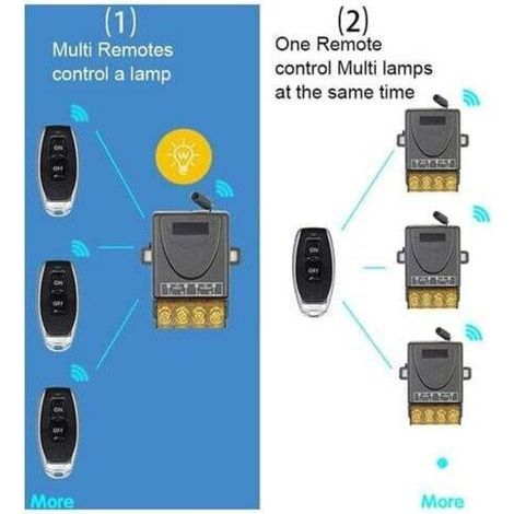 Interrupteur de télécommande Haute Puissance sans Fil 433Mhz, télécommande RF AC 220V/240V/110V 30A pour lumière, Pompe à Eau, appareils ménagers, Irrigation agricole.. (1/3)