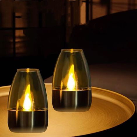 Bougies chauffe-plat LED solaires, étanches avec effet flamme vacillante (1/5)