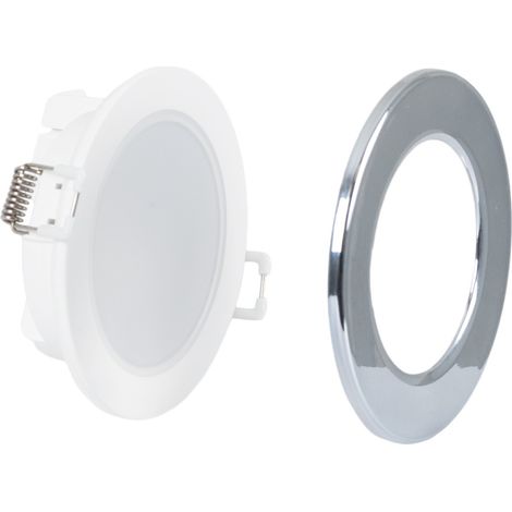Kit Spot encastrable extérieur 5W - IP65 - 3000K + Collerette - Blanc Chaud - Chromé