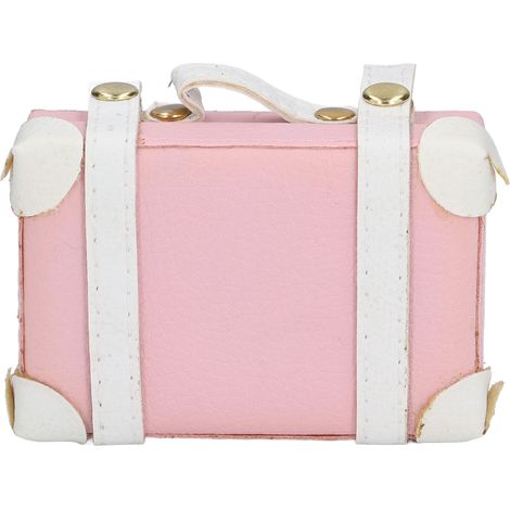 Valise miniature en métal pour maison de poupée à l'échelle 1:6 (7,6 x 5 x 2,5 cm), rose. (1/5)