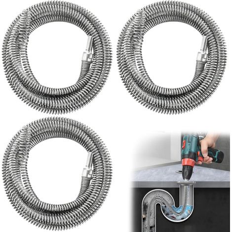 Lot de 3 Furet Deboucheur Canalisation,10 mm x 4 m/2 m/1 m,Furet Deboucheur Deboucheur Evier,En Spirale pour les Cuisines et les Salles de Bains, il débouche les Canalisations Tenaces (1/5)