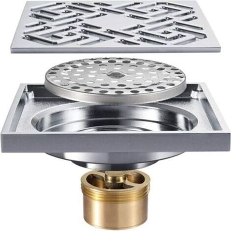 Siphon de sol pour salle de bain, toilettes et cuisine – avec couvercle amovible – en laiton massif – évacuation rapide et étanche