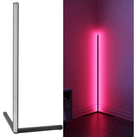 Lampadaire LED 16 couleurs, lampe d'angle, éclairage d'ambiance pour chambre, pied noir + norme européenne + RGB haute luminosité + 52 cm (1/5)