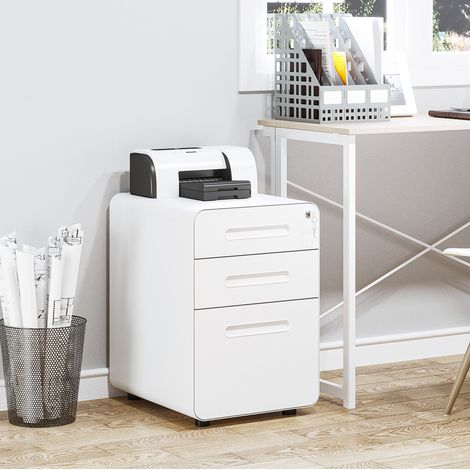 Rollcontainer 39x48x59 cm en acier blanc, avec rangement, pour bureau FloraGrace (1/5)