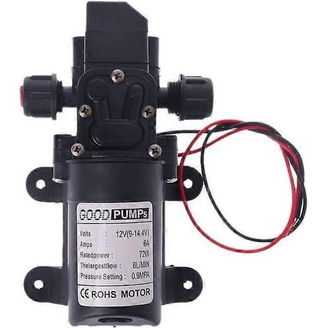Pompe à membrane auto-amorçante haute pression 70 W, 12 V CC, 130 PSI, 6 L/min (1/5)