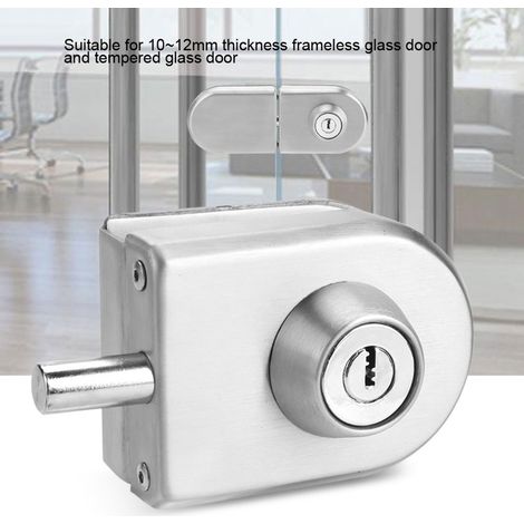 Serrure de porte en verre acier inoxydable 10-12mm avec clés pour salle de bain maison hôtel (1/5)