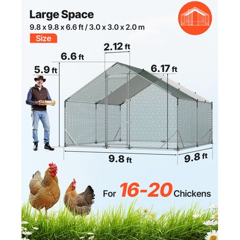 Enclos Poulailler en Métal 3x3x2 m Parc Grillagé pour Poules, Canards, Lapins, Oies, Usage Extérieur, Jardin, Ferme, avec Bâche Imp… (1/5)
