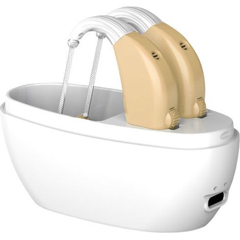 BEBUSINGOTO Paire de Prothèses Auditives Amplificateur de Son Prothèses Auditives Audiphones Casques de Prothèse Auditive Rechargeable beige