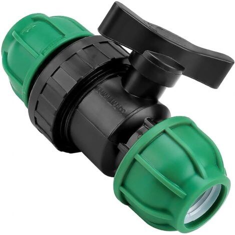 Robinet d'arrêt à boisseau sphérique 25 mm (1") - Double écrou en Polyéthylène pour Irrigation, Piscine et Conduites d'Eau (1/5)