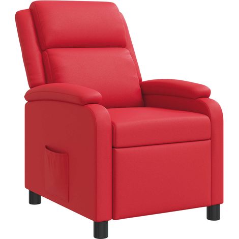 Recliner Red Faux Leather vidaXL